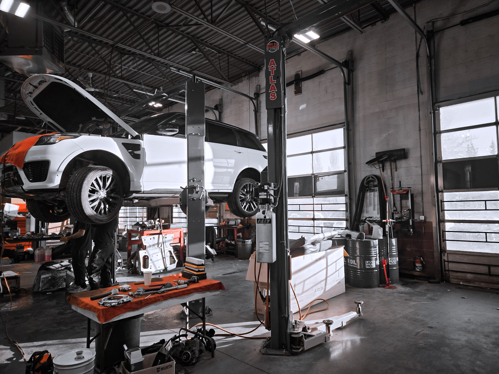 Performance sedan in the EuroSpec workshop